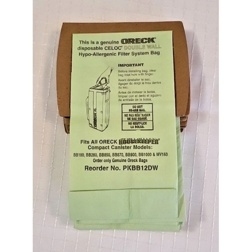8 Oreck Filter Bags Compact PKBB12DW Fits BB180NBB280 BB850 BB870 BB900 BB1000 +
